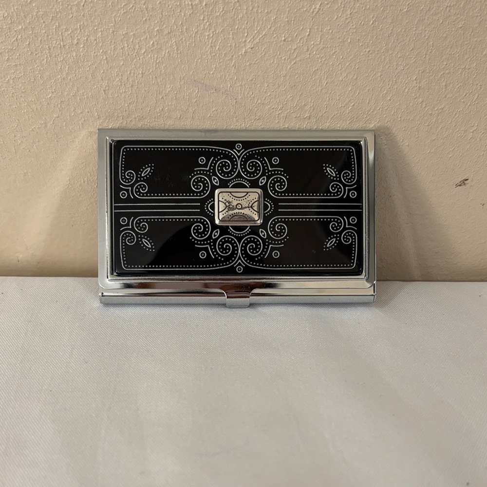 Brighton Silver and Black Heart Card Case